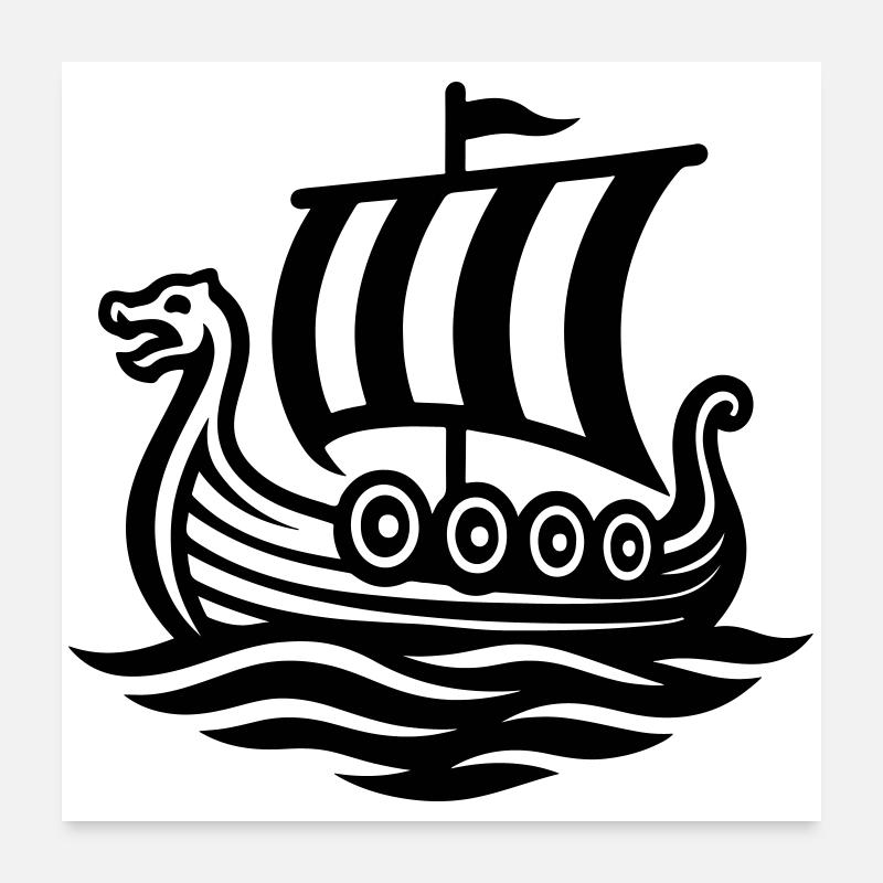 Wikingerschiff Drachenboot Wikinger Poster 60x60 cm
