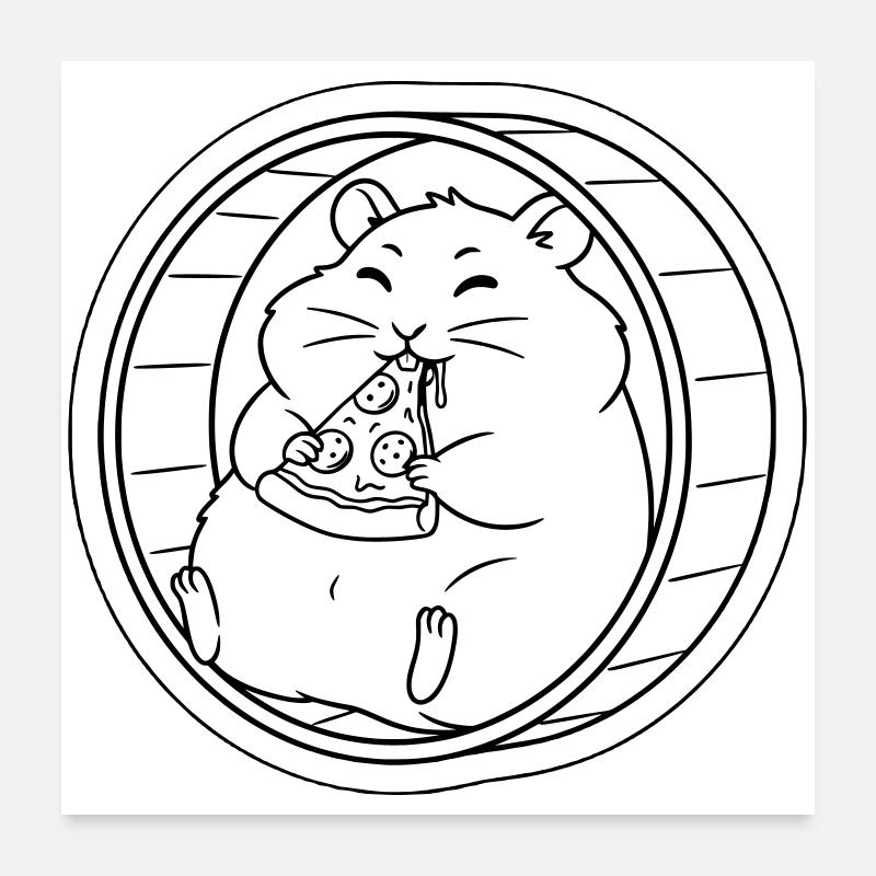 Plan de pizza Hamster Balanced Bike Poster 60 x 60 cm