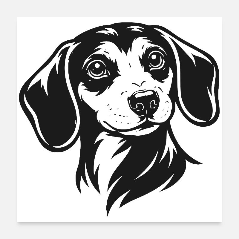 Portrait du teckel Poster 60 x 60 cm