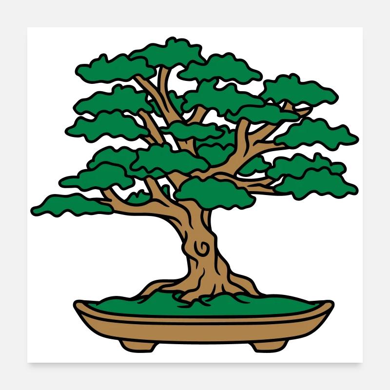 bonsaï feuilles branches petit arbre Poster 60 x 60 cm