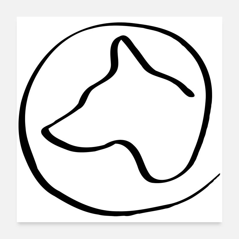 Tête de chien dans le cercle Poster 60 x 60 cm