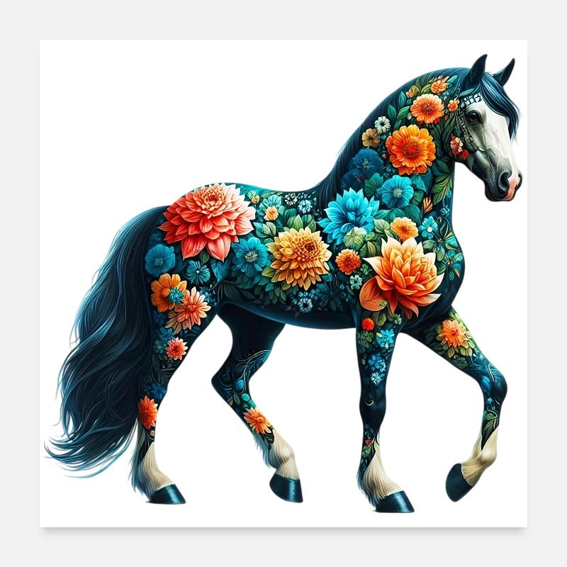 Horse decorated with flowers Poster 24" x 24" (60x60 cm)