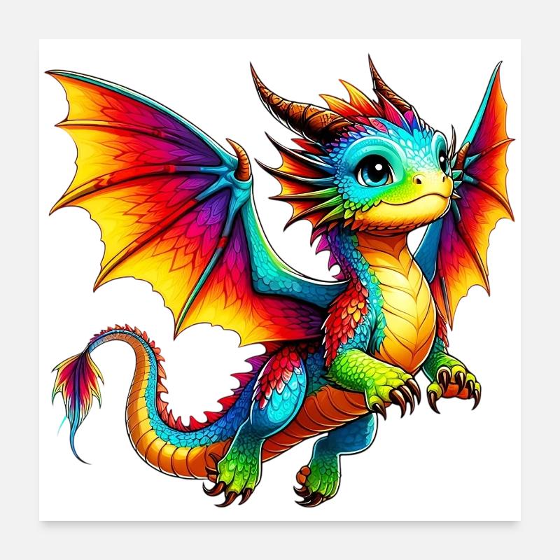 Dragon - Poster 60 x 60 cm - blanc