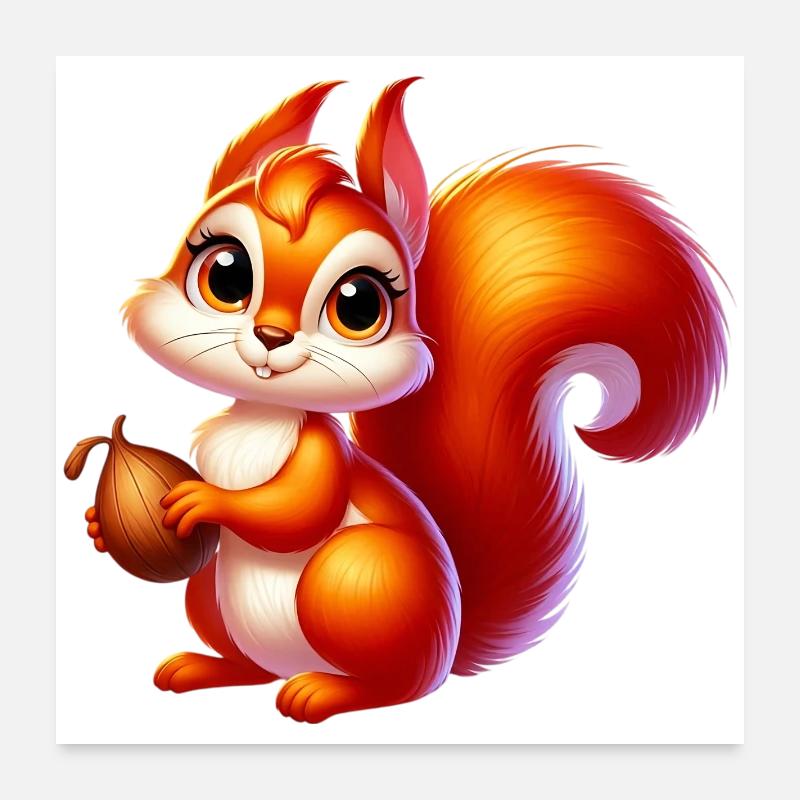 Eichhörnchen - Poster 60x60 cm - Weiß