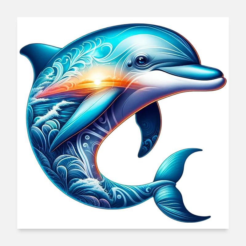 Dolphin Poster 24" x 24" (60x60 cm)