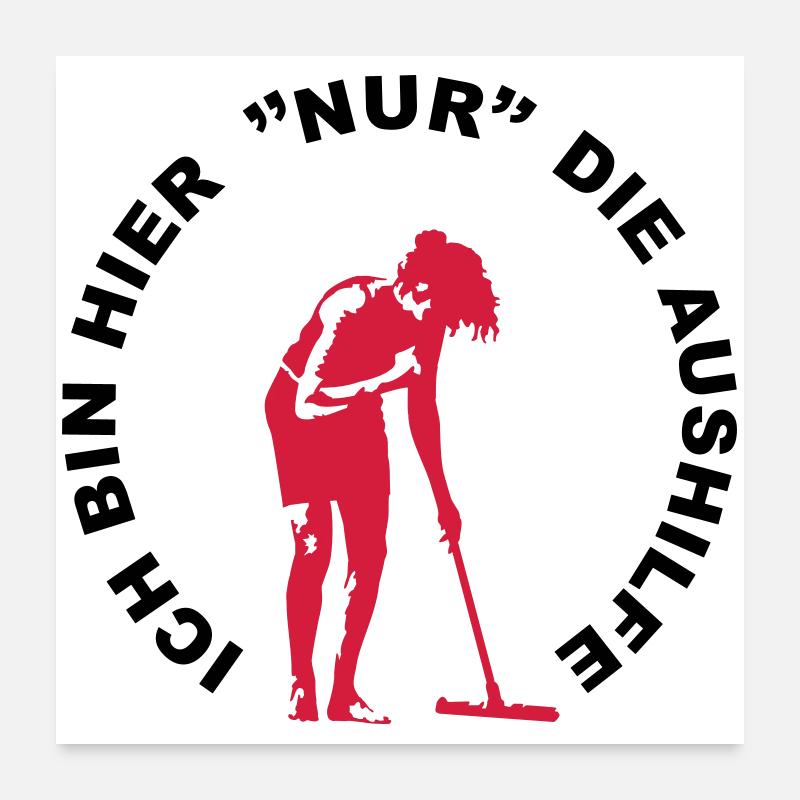 Frau beim Putzen Silhouette - Poster 60x60 cm - Weiß