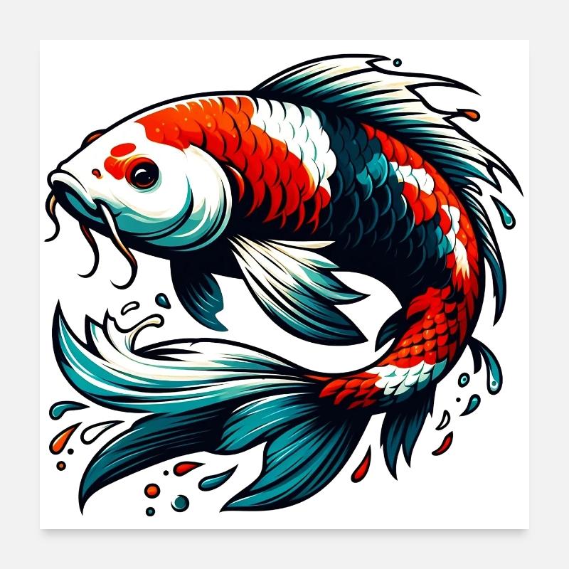 Carpe koï Poster 60 x 60 cm