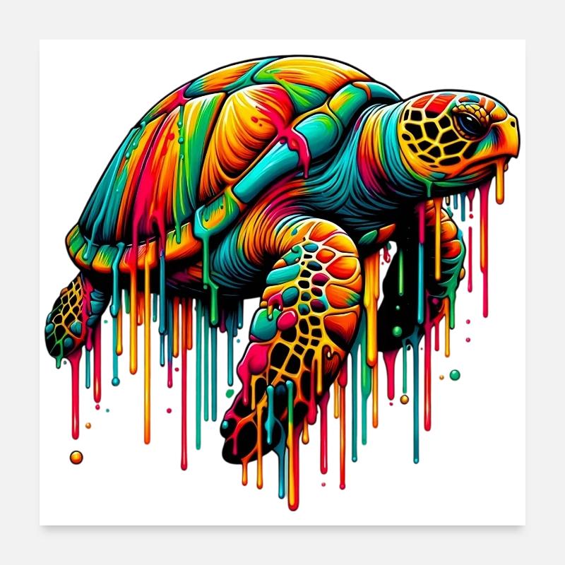 Schildkröte - Poster 60x60 cm - Weiß