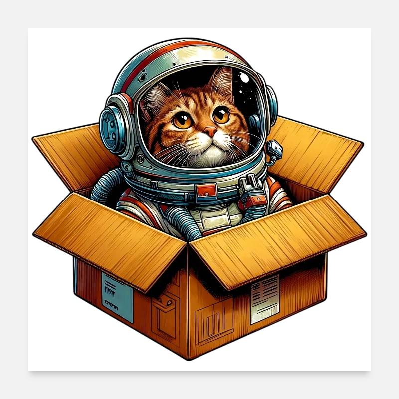 Astronaut Katze Poster 60x60 cm
