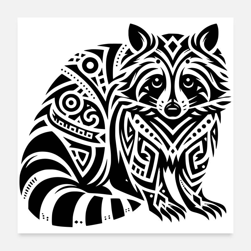 Raton laveur tribal Poster 60 x 60 cm