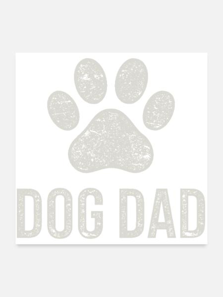 Empreinte Patte Chien Papa - Poster 60 x 60 cm - blanc - Devant