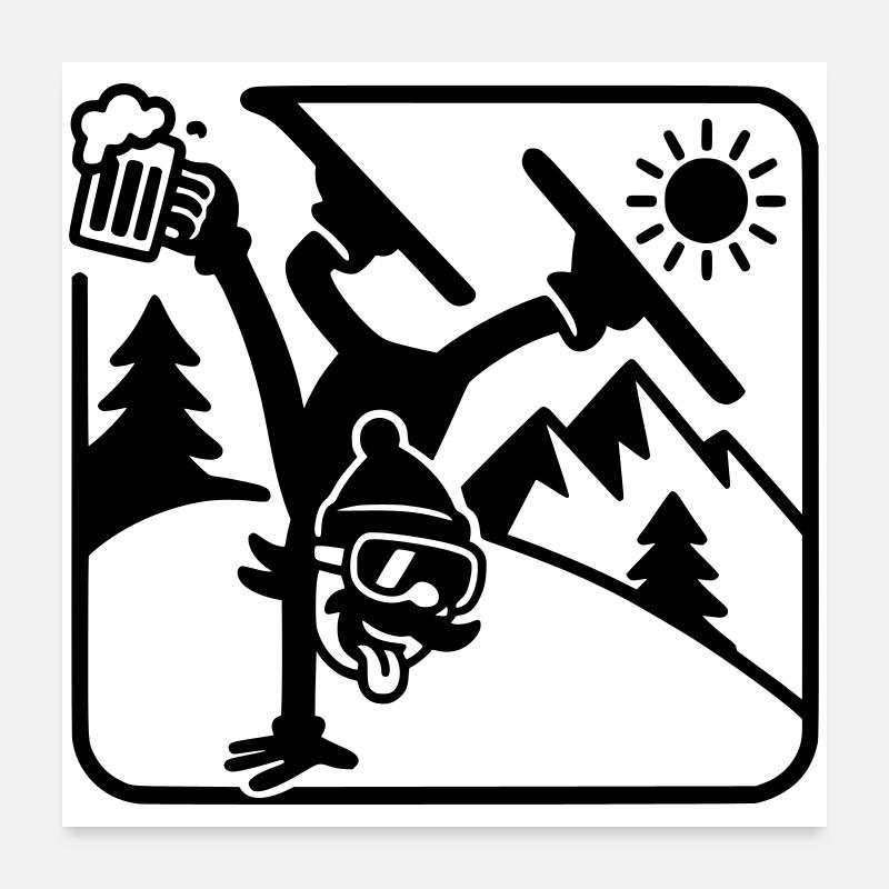Funny Skiing Handstand Slope Poster 24" x 24" (60x60 cm)