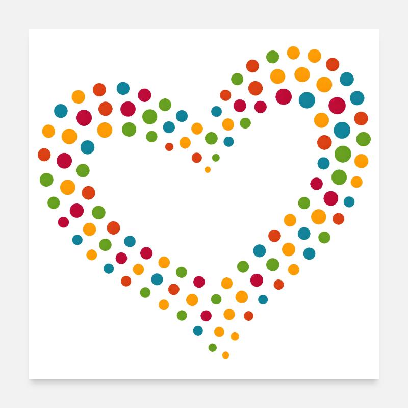 Regenbogen Punkt Herz Poster 60x60 cm