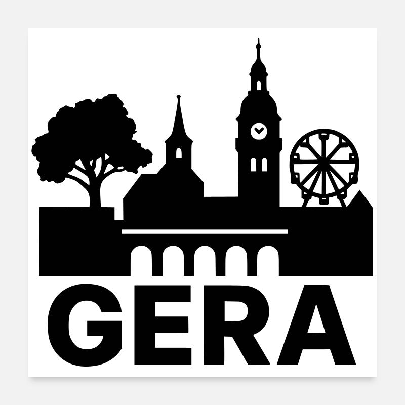 Silhouette de point de repère de la ville de Gera Poster 60 x 60 cm