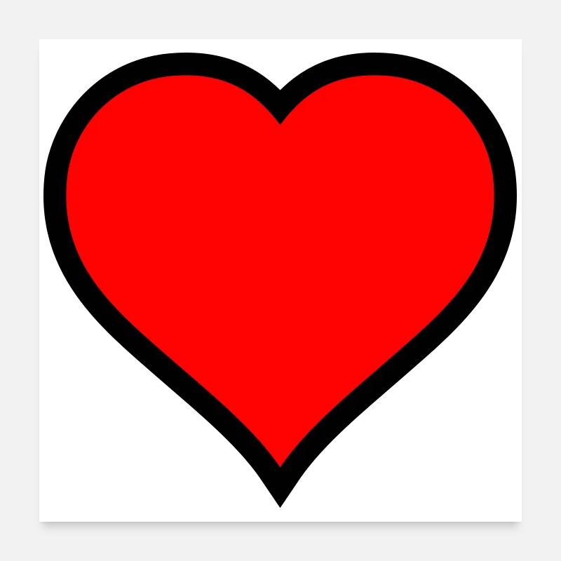 Impression d’icône de cœur rouge Poster 60 x 60 cm