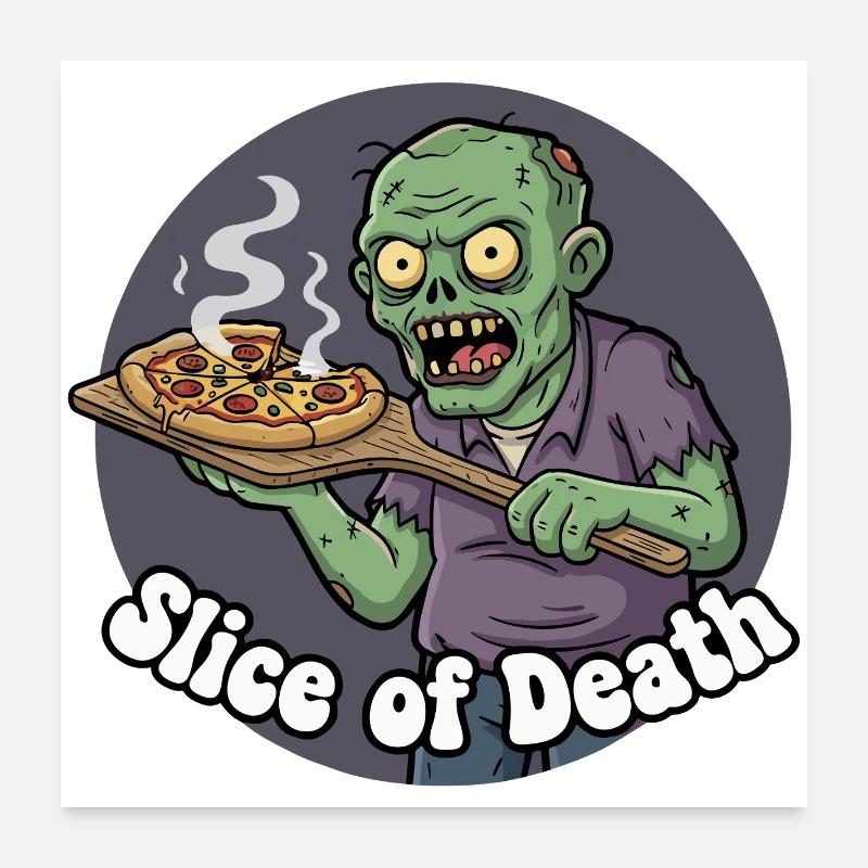Zombie Pizza Scheibe Poster 60x60 cm