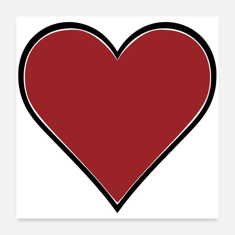 Red Heart Comic Thick Contour Vector Poster 24" x 24" (60x60 cm)