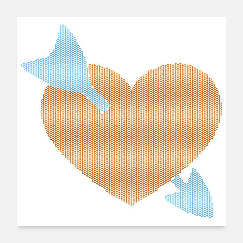 Cœur transpercé par une flèche Poster 60 x 60 cm