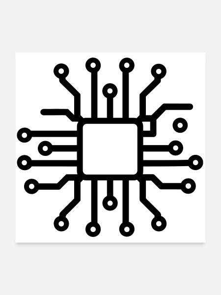 Elektronische Leiterplatten - Poster 60x60 cm - Weiß - Vorne