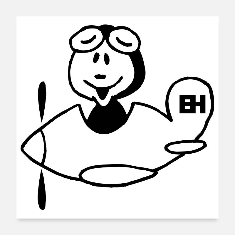 Laughing Pilot Airplane Design Poster 24" x 24" (60x60 cm)