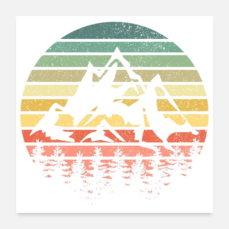 Berg Berge - Poster 60x60 cm - Weiß