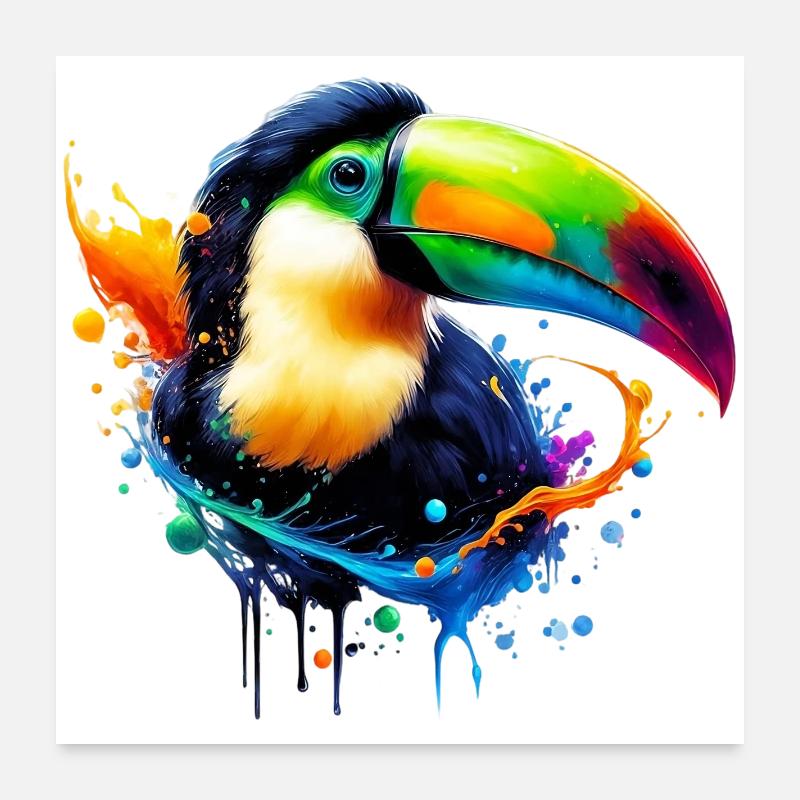 Tukan - Poster 60x60 cm - Weiß