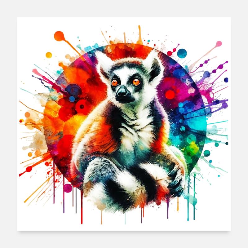Lémurien - Poster 60 x 60 cm - blanc