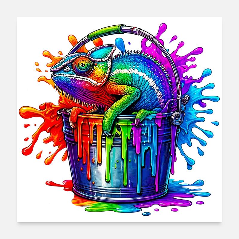 Chamäleon - Poster 60x60 cm - Weiß