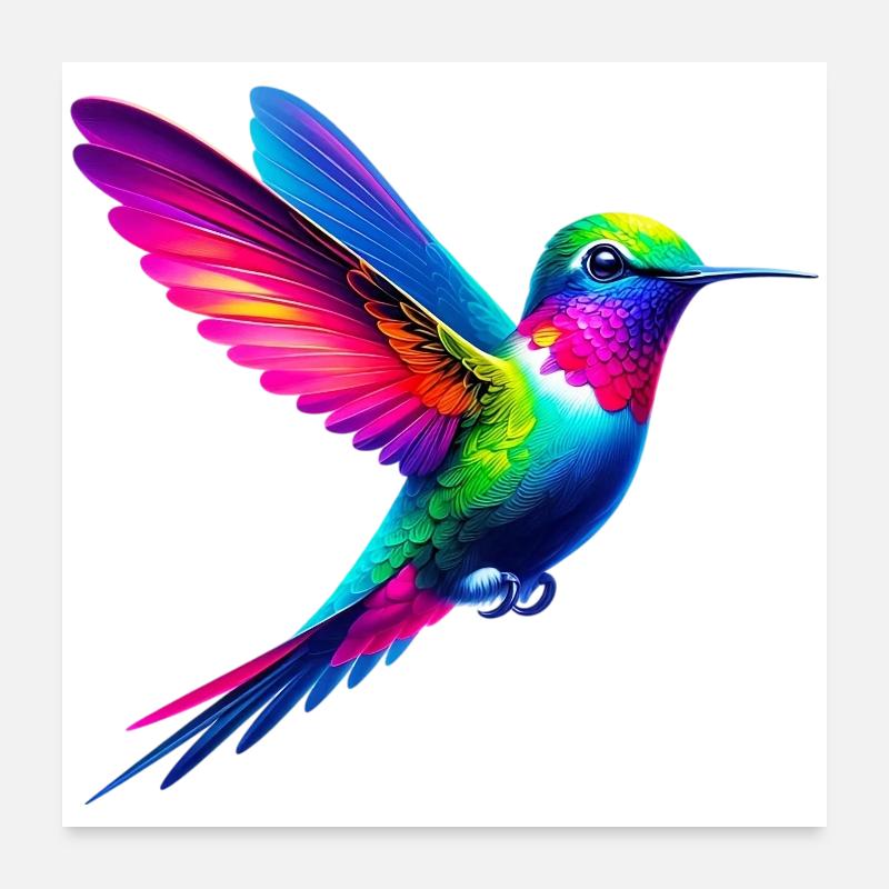 Kolibri - Poster 60x60 cm - Weiß