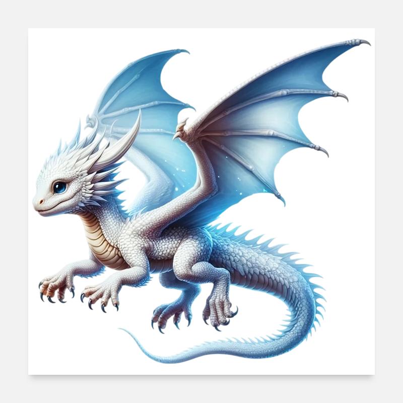 Drache - Poster 60x60 cm - Weiß
