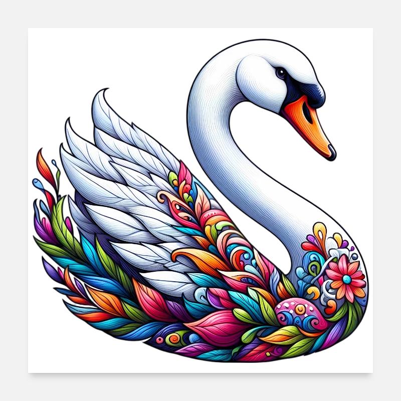 Swan Poster 24" x 24" (60x60 cm)