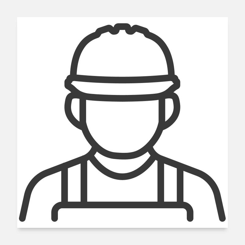 Icône d’ouvrier du bâtiment – Minimalist Line Art Sty Poster 60 x 60 cm