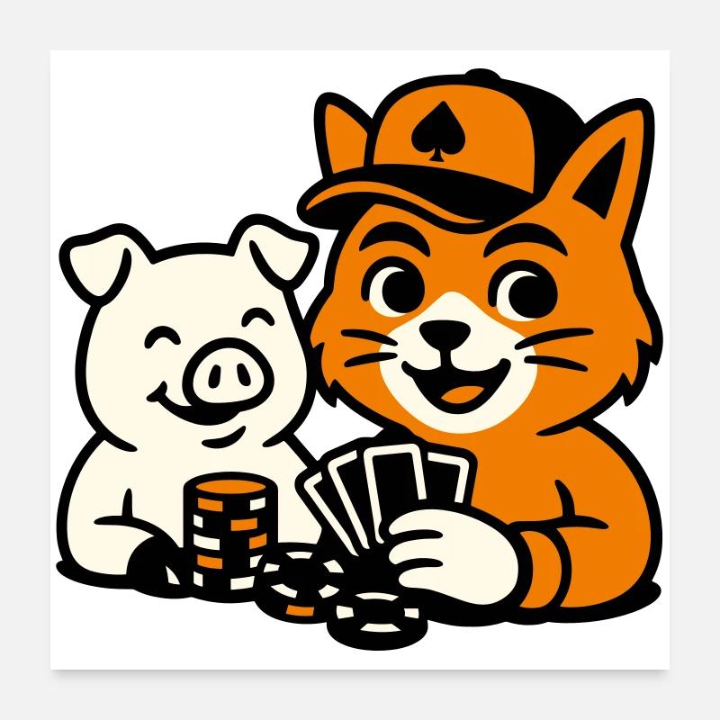 Poker Cat Poster 60x60 cm