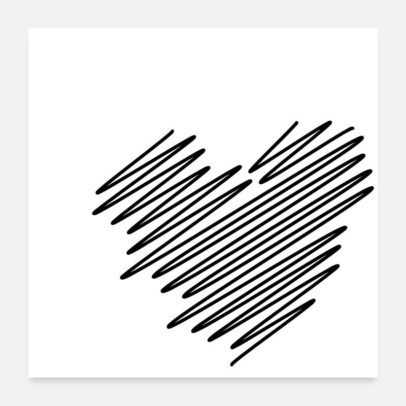 Two Hearts Scribble Poster 24" x 24" (60x60 cm)
