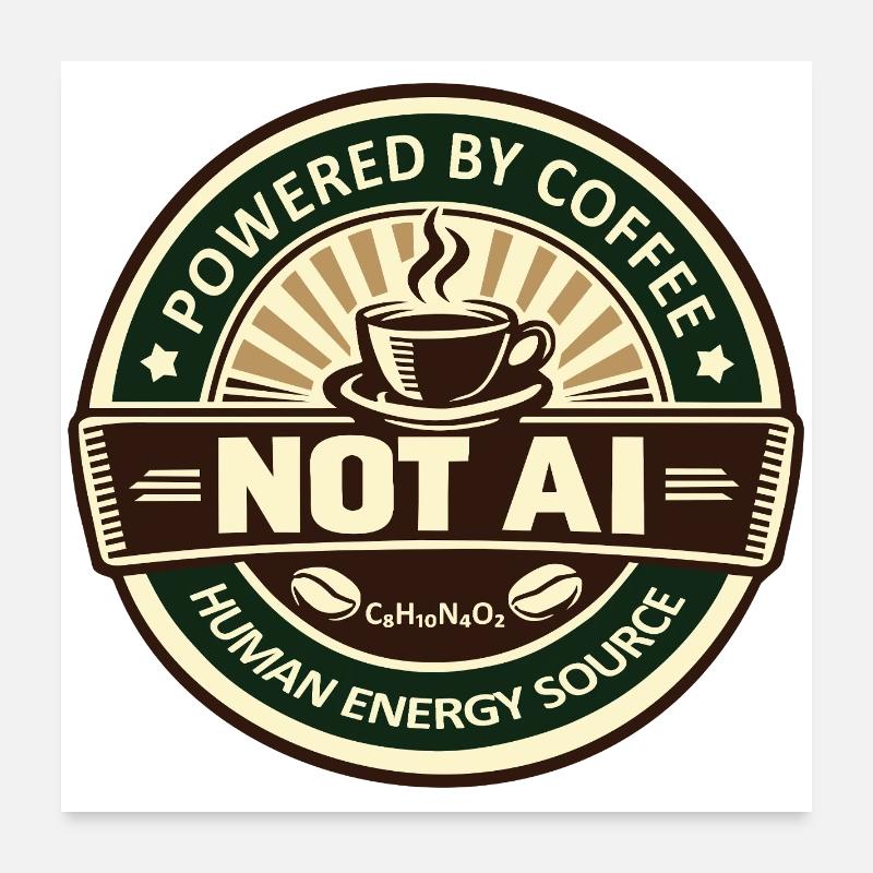 powered by coffee Poster 24" x 24" (60x60 cm)