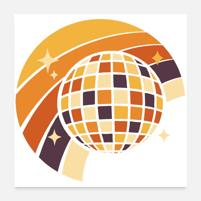 Discokugel Retro Party 80er Geschenk Poster 60x60 cm
