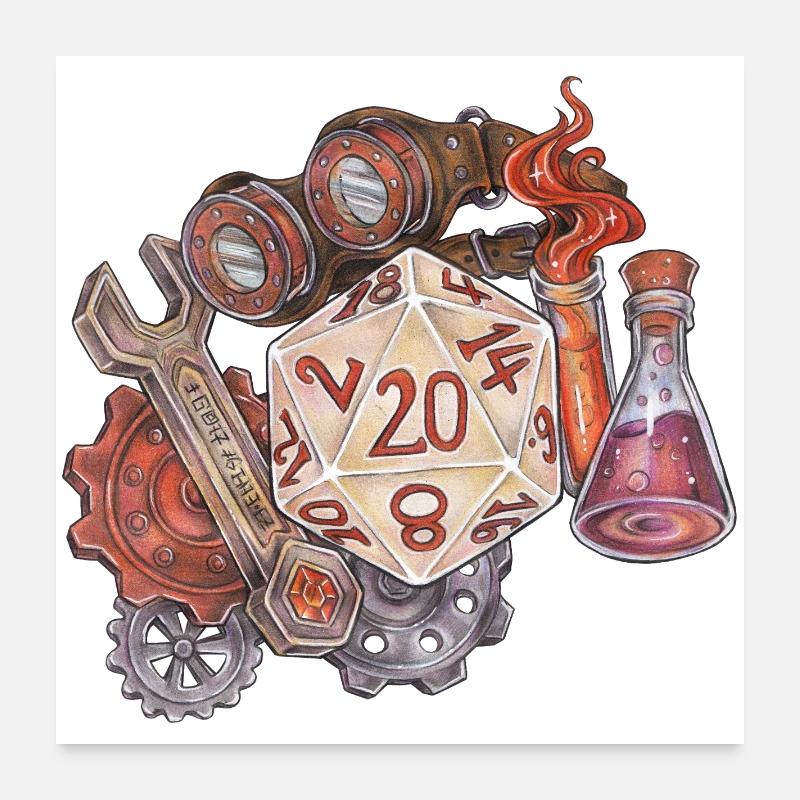 Role Playing Game Tabletop D20 Dice Gift Artificer Poster 24" x 24" (60x60 cm)