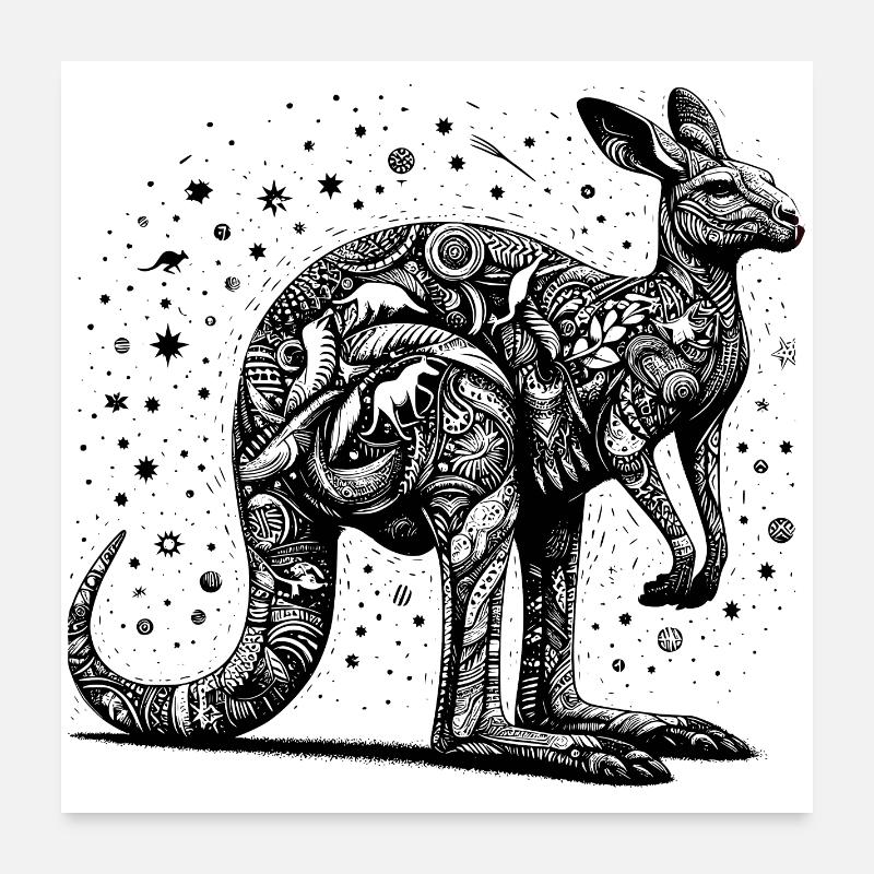 kangaroo Poster 24" x 24" (60x60 cm)