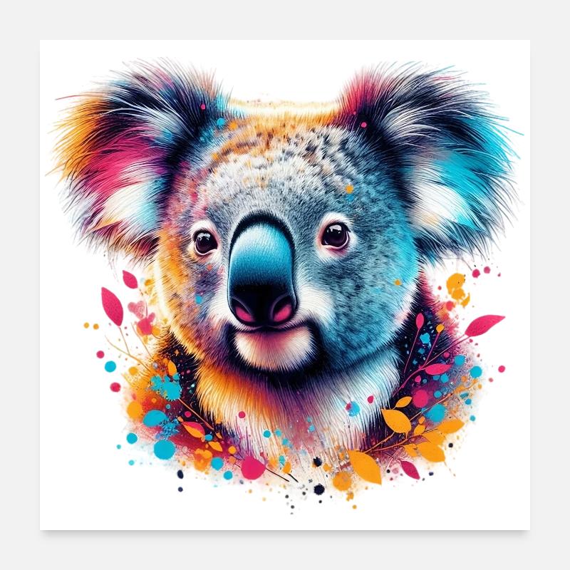 Koala - Poster 60x60 cm - Weiß