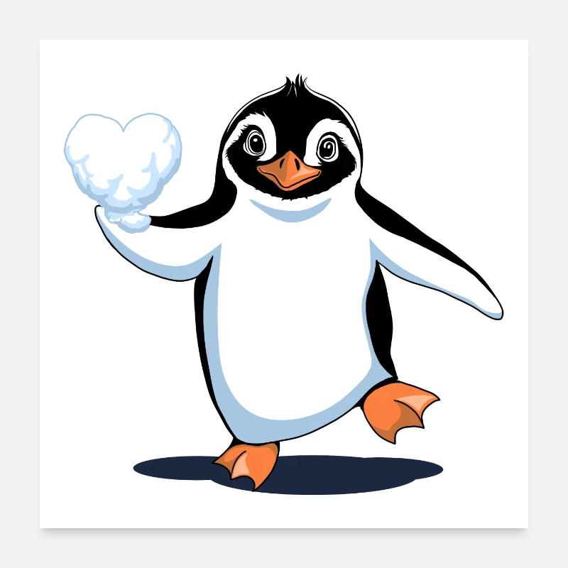 Pingouin Amoureux Poster 60 x 60 cm