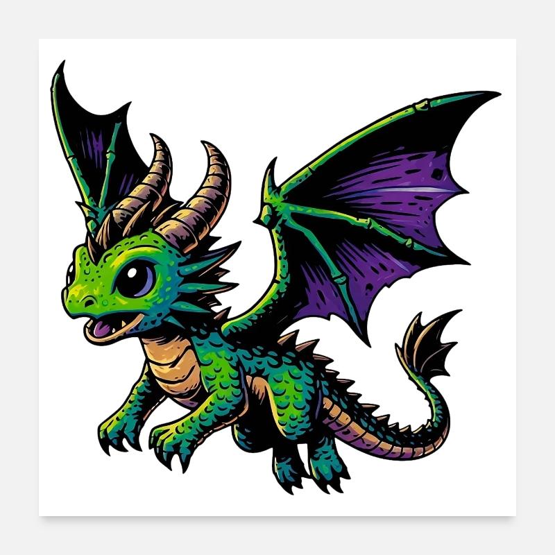 Drache - Poster 60x60 cm - Weiß
