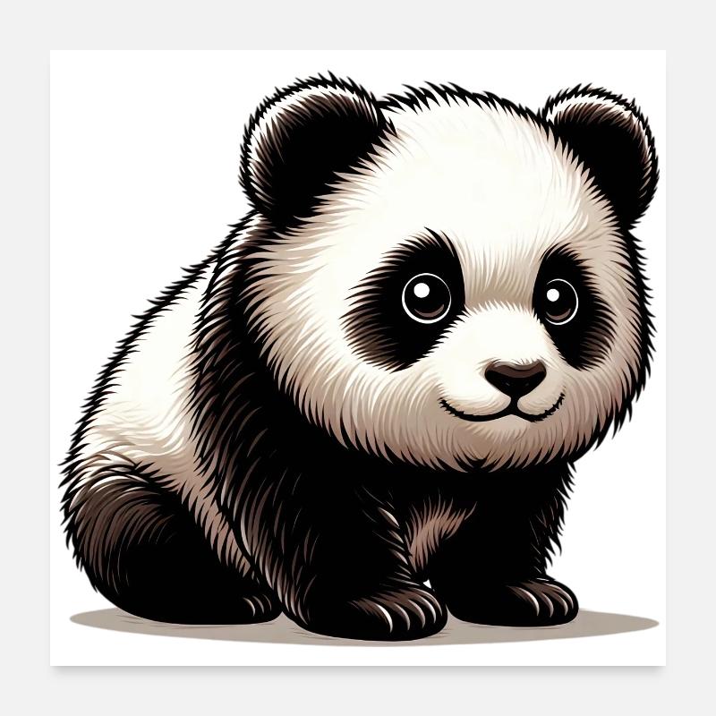 Panda - Poster 60x60 cm - Weiß