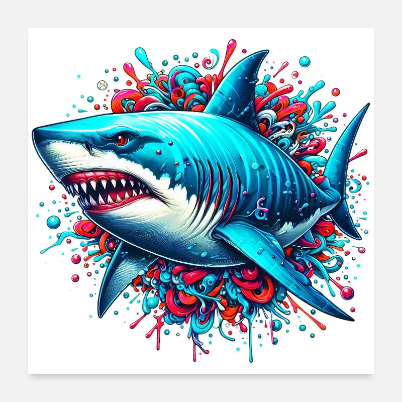 Shark Poster 24" x 24" (60x60 cm)