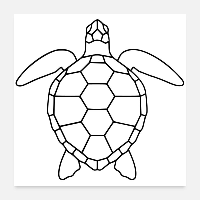 Sea Turtle | Mosaic Style Ocean Protection Poster 24" x 24" (60x60 cm)