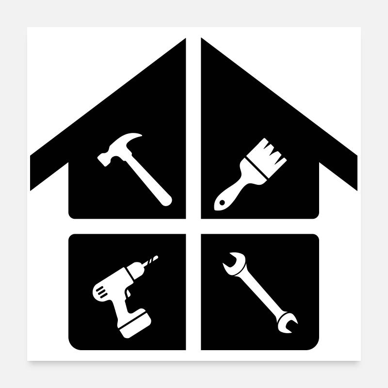 Craftsman Logo – Hammer, Drill & Brush Poster 24" x 24" (60x60 cm)