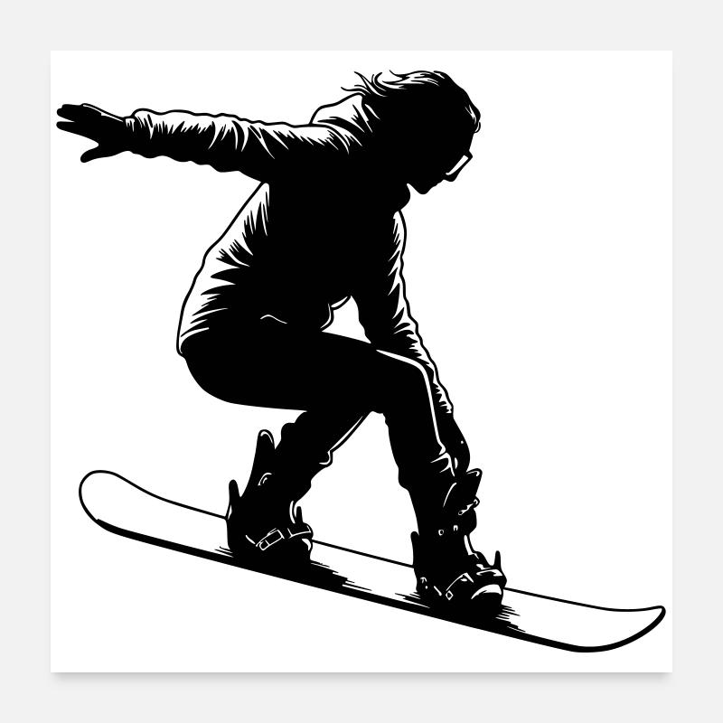Snowboarderin mit eleganter Pose Poster 60x60 cm