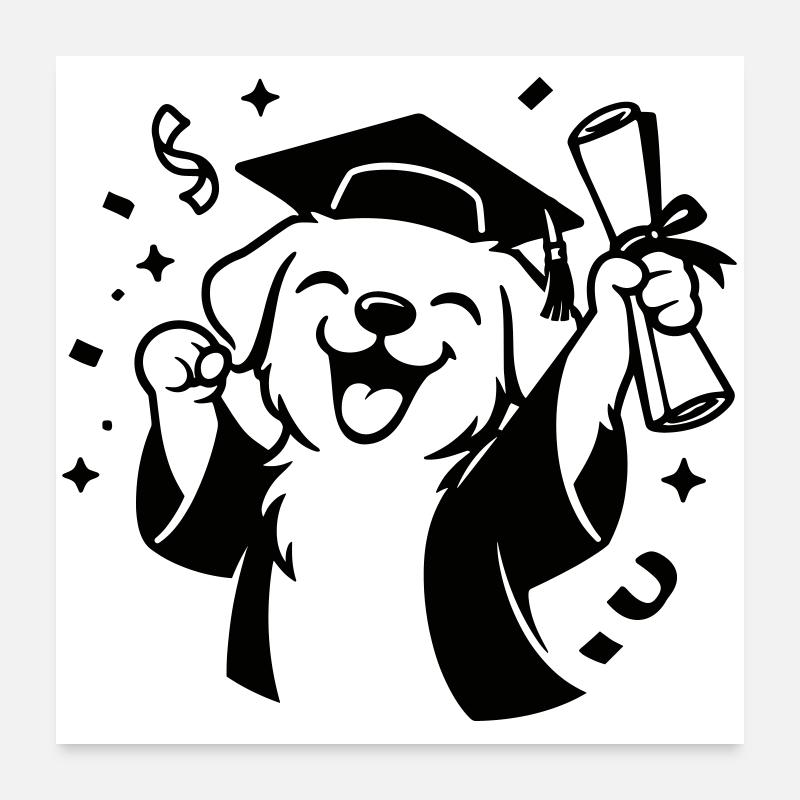 Chien avec diplôme Poster 60 x 60 cm