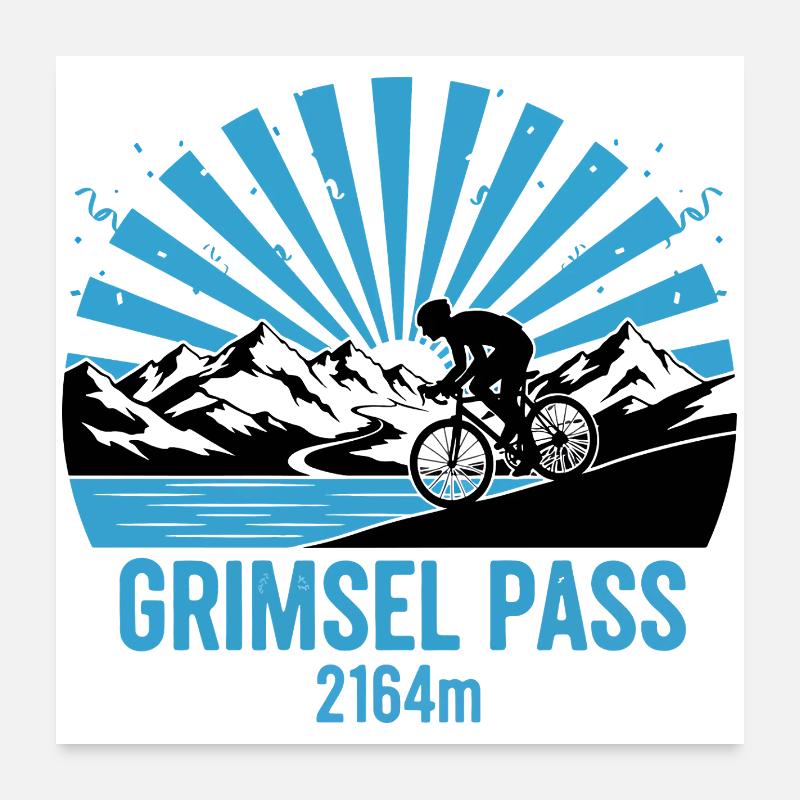 Grimselpass Schweizer Alpen Radfahren Bergkunst Poster 60x60 cm