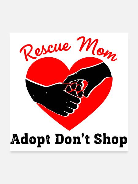 Rescue Mom Tierschutz Herz - Poster 60x60 cm - Weiß - Vorne