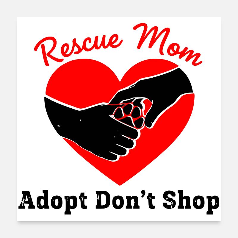 Rescue Mom Tierschutz Herz Poster 60x60 cm